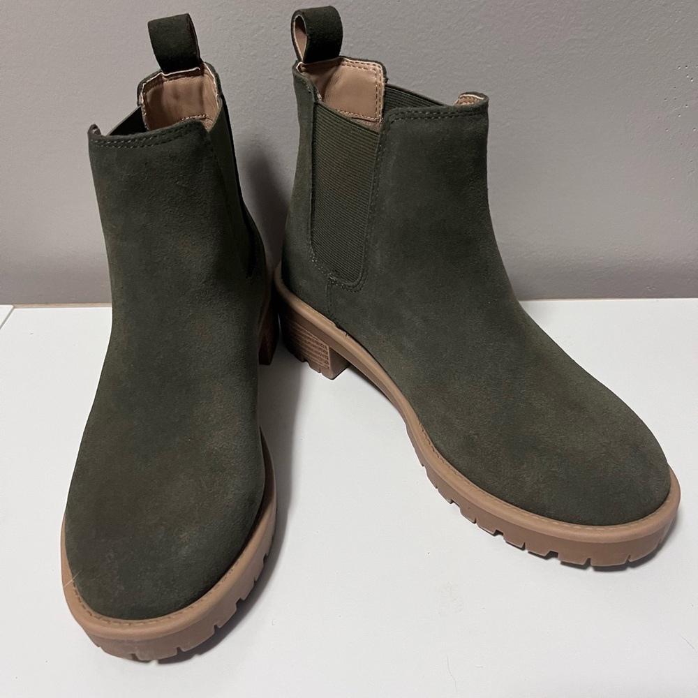 Blondo Green Suede Waterproof Ankle Boots